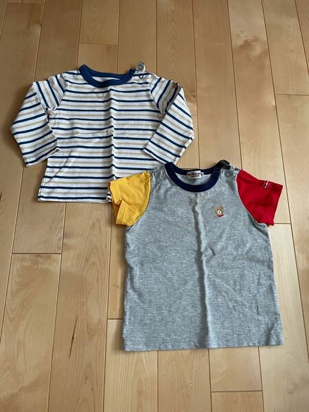 ベビー　ミキハウス　ロンTとTシャツ　80センチ　ボーダー