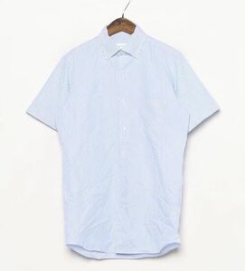 【美品】COOLMAX 吸水速乾 ユナイテッドアローズ united arrows green label relaxing 仕事 半袖 シャツ サイズ m ブルー ストライプ 青