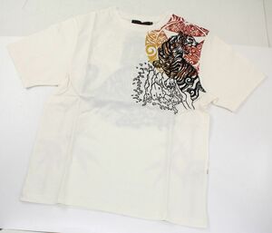 未使用★NEVER MIND satori★Mサイズ トラ刺繍 半袖Tシャツ 白★STS-213