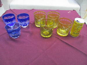 切子グラス　３種　７点　検　　ロックグラス　アンティーク、コレクション 工芸品 工芸ガラス