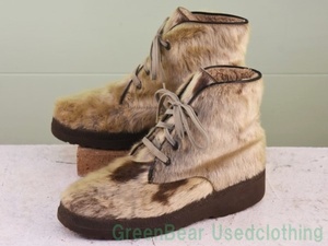 W089* Austria made [Sohle Synthetik] Vintage eskimo- boots seal wool is good taste tea Brown lady's 25cm about 