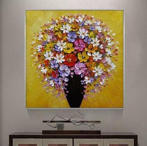 Art hand Auction 極美品★手描き油絵の高級装飾画には花が彩りを添える, 絵画, 油彩, 静物画