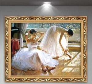油彩 人物画 廊下壁画 バレエを踊る女の子 応接間掛画 玄関飾り 装飾画, 絵画, 油彩, 人物画