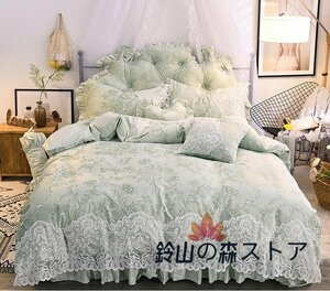  ultimate beautiful goods * winter flannel bedding wide double bed supplies 4 point set box sheet green 