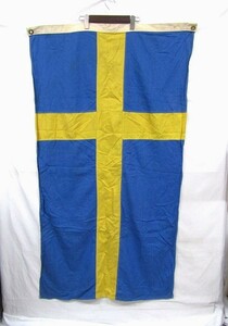 Vintage BULLDOG スウェーデン フラッグ 国旗 タペストリー インテリア 雑貨 ディスプレイ ミリタリー 古着 ビンテージ 3M1551