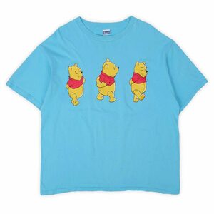 くまのプーさん Winnie The Pooh 00's キャラクタープリント Tシャツ ディズニー Y2K USA 古着 (-8901) ブルー / 青 XL-XXL相当