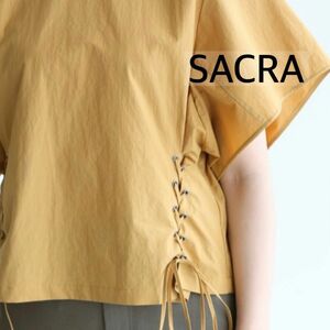 SACRA◆コットンタイプライターサイドレースアップブラウス