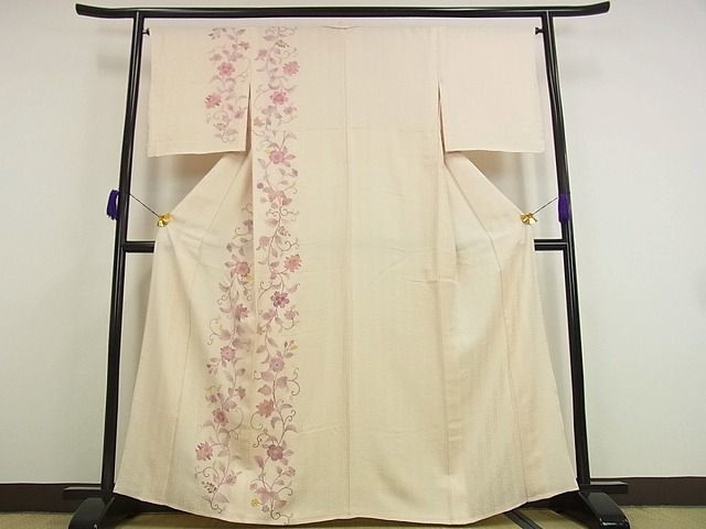 平和屋着物□極上江戸紅型五味桂子振袖・長襦袢セット花鳥文鬼しぼ縮緬