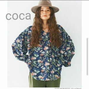 coca 花柄 バルーン トップス ブラウス 長袖 