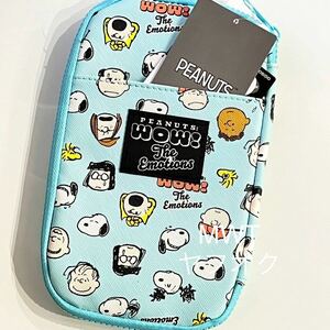 335935 soft slim pouch face total pattern Snoopy blue lady's fashion bag pouch purse Charlie Brown MWT