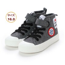 16.0cm ブラック 黒 Jolly Walk 子供用 カジュアル ハイカット スニーカー キャンバス 保育園 幼稚園 小学校 男の子 JW807-blk-160_画像1