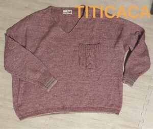 Titicaca チチカカ 薄手ニット ボーダー リンガー ピンク ベージュ ボーダー