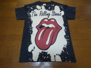 ９０’ｓ　Ｔｈｅ　Ｒｏｌｌｉｎｇ　Ｓｔｏｎｅｓ　ローリングストーンズ　大判　プリント入り　半袖プリントティーシャツ　黒　Ｍ