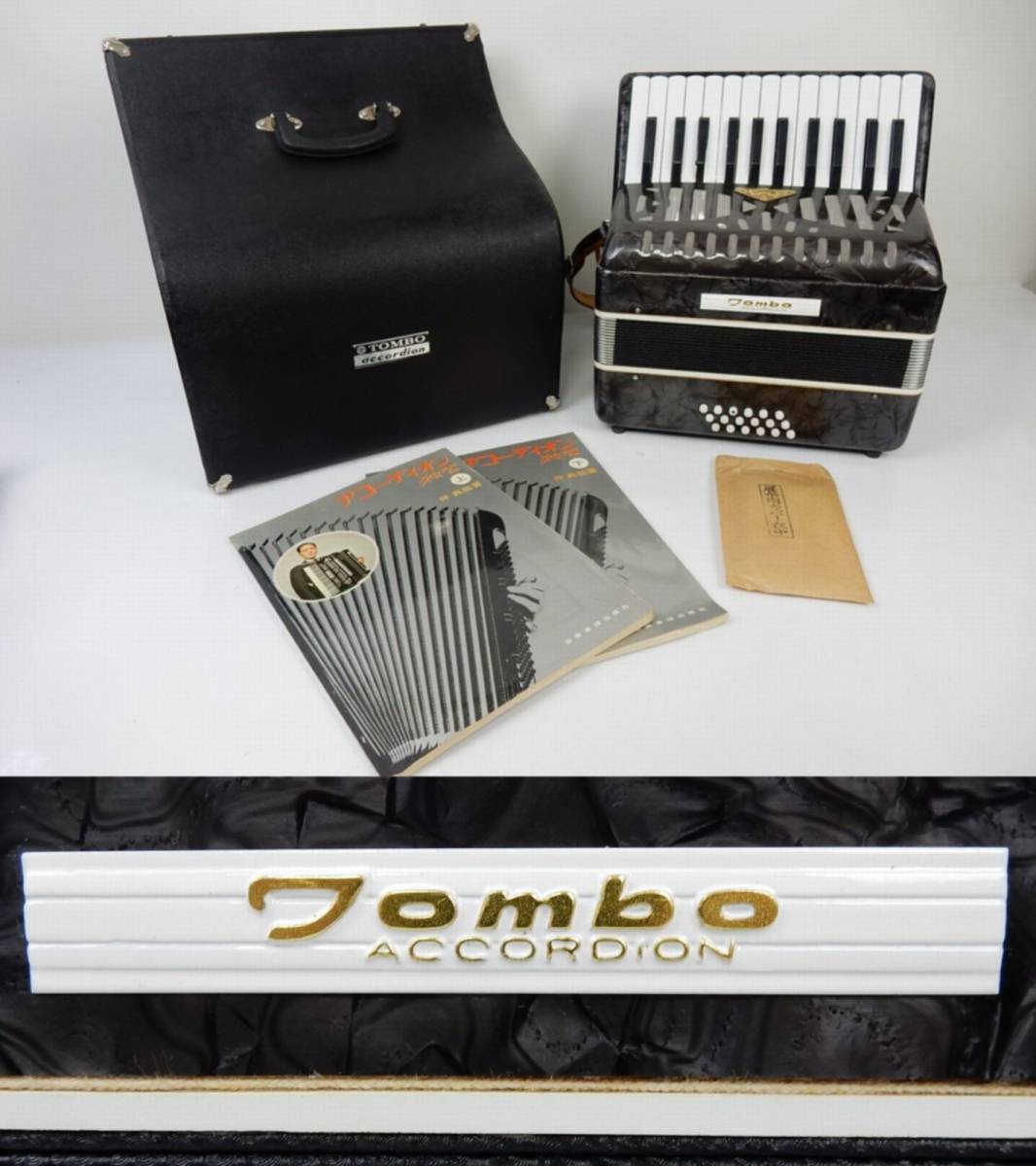 レア 動作品 トンボ TOMBO アコーディオン ケース付き ゴールド