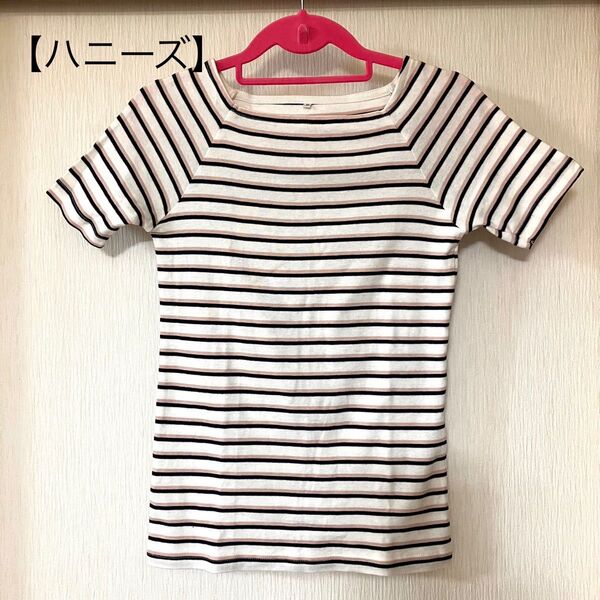 【ハニーズ】ボーダーTシャツ (ピンク・黒・白)