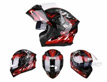 Y277☆新品商品 男女通用 システムヘルメット フリップアップヘルメット フルフェイスヘルメット バイクヘルメット ダブルシールドXL_画像2