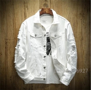 Z70★★メンズ ジャケット ジージャン ジャンパー ブルゾン メンズデニムジャケット 大きいサイズあり　白 M~5XL