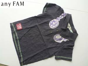 超美品 any FAM（エニィファム） ★グレー系　ヘッドフォンプリント　半袖　シャツ　100