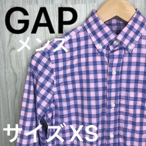 GAP ギャップ　ボタンダウン　七分袖シャツ　チェック