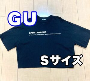 半袖Tシャツ 半袖　クロップド　ショート丈　Tシャツ ロゴ　レディース　 トップス　Sサイズ　ブラック