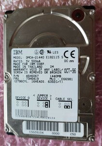ジャンク品　IDE接続　ハードディスク　1.3GB　IBM-DMCA-21440　2.5インチ　HDD　パソコン部品　1440MB