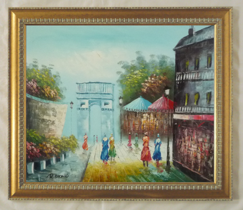 油画, 西画, 手绘画(带框)-F10 巴黎市-凯旋门, 绘画, 油画, 自然, 山水画