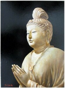 Art hand Auction Ölgemälde, Westliches Gemälde (Lieferung mit Ölgemälderahmen möglich) M6 Größe Mondlicht Bodhisattva Shima Toshitsuna, Malerei, Ölgemälde, Natur, Landschaftsmalerei