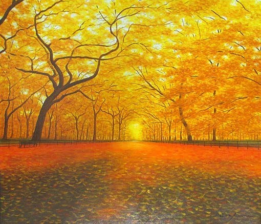 Pintura al óleo, Cuadro occidental (entrega posible con marco de pintura al óleo) F4 Ginkgo Trees Toshihiko Asakuma, Cuadro, Pintura al óleo, Naturaleza, Pintura de paisaje