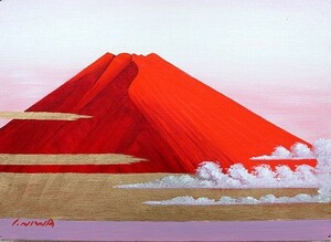 油彩画 洋画 (油絵額縁付きで納品対応可) F20号 「赤富士」 丹羽 勇