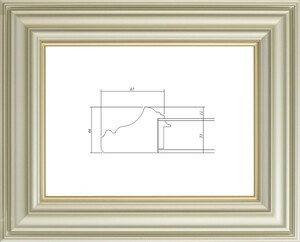 油絵/油彩額縁 樹脂製フレーム 3455N UVカットアクリル付 サイズ P8号 シャンペンゴールド