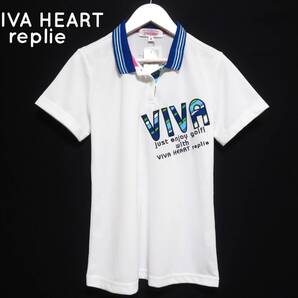 新品未使用 VIVA HEART replie ビバハート ドライポロシャツ ビッグロゴ 吸汗速乾 清涼生地 半袖トップス レディース ゴルフウエア 夏物