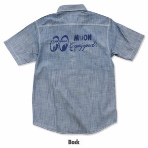 送料200円　MOON Equipped シャンブレー ショートスリーブ ワークシャツ [MQF210BL]　Lサイズ