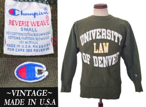 美品 90s ビンテージ champion リバースウィーブ 刺繍タグ USAアメリカ製 DENVER カレッジ 3連プリント VINTAGE ランタグ RRL ウエアハウス