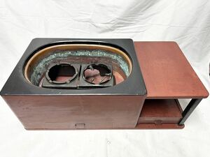 【A】長火鉢 箱火鉢 内銅製 茶道具 古道具 囲炉裏 約79cmx40cmx27.5cm