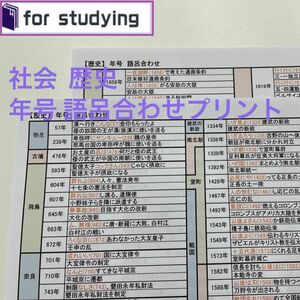 社会 歴史　年号　語呂合わせプリント