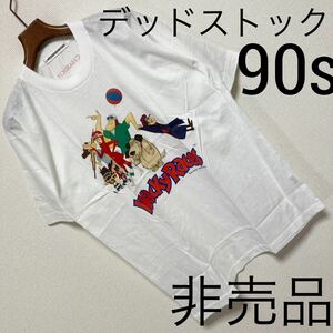 90s 非売品 新品未■チキチキマシン猛レースWacky Races Tシャツ フリー 白 ハンナ バーベラ ブラック魔王 ケンケン 三菱 デッドストック