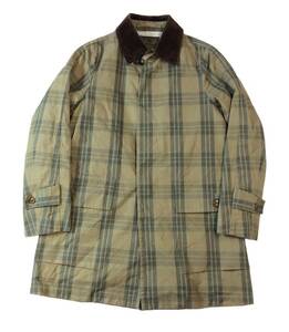 NIGEL CABOURN ナイジェルケーボン SHORT COAT S.H.D チェック ステンカラーコート ジャケット 襟コーデュロイ ベージュ×カーキ系 46