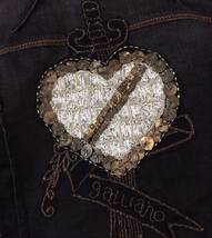 ジョンガリアーノ John Galliano バック刺繍 スパンコール デニムジャケット ジージャン ヴィンテージ加工 ITALY製 レディース 30/44 (ma)_画像7