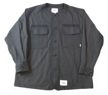 美品 WTAPS ダブルタップス 22AW SCOUT / LS / RAPO. TWILL スカウトシャツ ノーカラーシャツ ジャケット X 04 グレー 222WVDT-SHM04_画像1