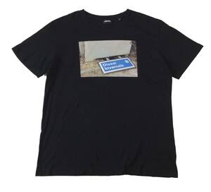 DIESEL ディーゼル プリント 半袖Tシャツ ブラック メンズ XL 送料250円 (ma)