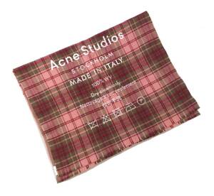 Acne Studios アクネ ストゥディオズ ITALY製 ウール チェック 大判 ショール マフラー ピンク/レッド系チェック