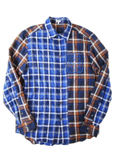 (D) beautiful goods LOEWE Loewe 22SS patchwork check hole gram shirt 39 blue blur un