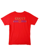 (D) GUCCI グッチ 18SS バックヴィンテージロゴプリント 半袖Tシャツ S レッド_画像1