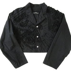 (D) 90s tricot COMME des GARCONS トリココムデギャルソン AD1990 フリル装飾 ショート丈 ジャケット ブラックの画像1