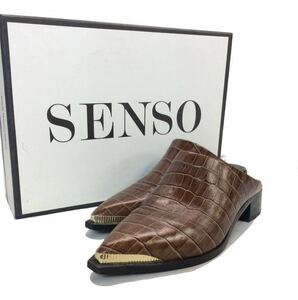 SENSO センソ LINNEA COCOA レザー 型押し サンダル シューズ ブラウン レディース 38