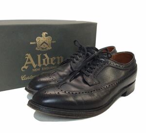 ALDEN オールデン 58711 ロングウイングチップ ドレスシューズ 革靴 ブラック モディファイドラスト ALPIN CALF カーフ 91/2 27,5cm位