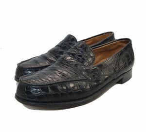 J.M.WESTON JM waist n crocodile Loafer dress shoes leather shoes black 2800 81/2D