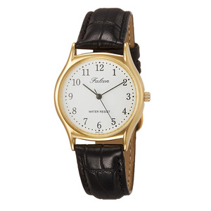 シチズン ファルコン 腕時計 日本製ムーブメント 革ベルト ホワイト/ブラック メンズ 紳士 QA64-104/9785/送料無料