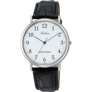 シチズン ファルコン 腕時計 日本製ムーブメント 革ベルト ホワイト メンズ 紳士 Q996-304/8023/送料無料