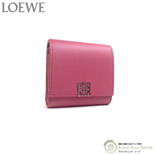 ロエベ （LOEWE） アナグラム コンパクト フラップ ウォレット 二つ折り 財布 C821L57X01 プラムローズ（中古）